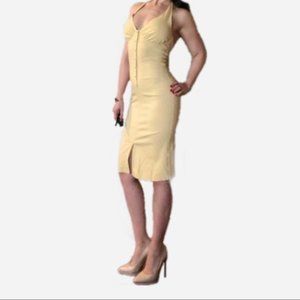 Bettie Page Button Down Halter Pinup Sheath Dress